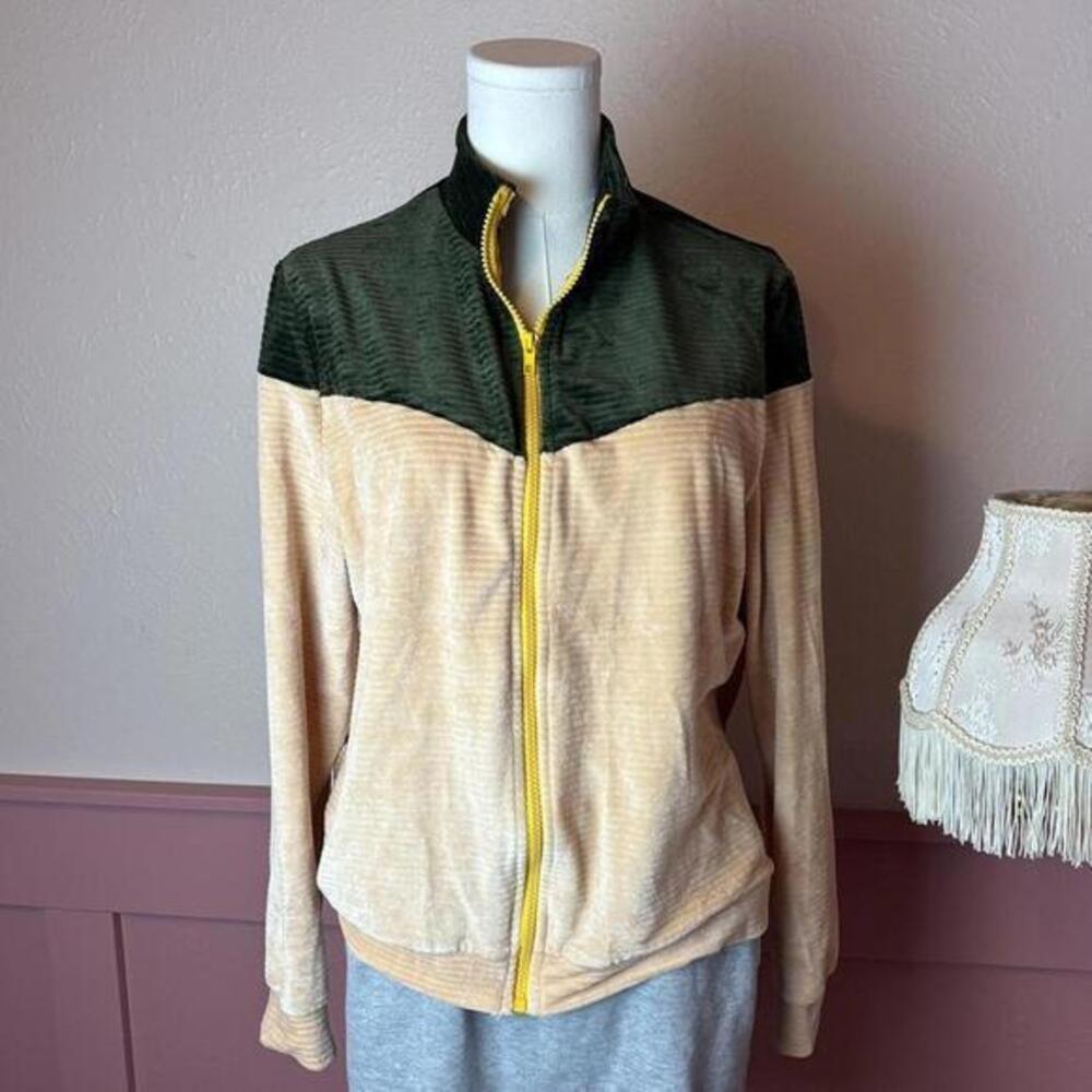 CBR zip up velour jacket nwt green pink yellow